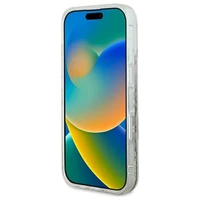Guess skystų blizgučių gėlių Magnetinis iPhone 16 dėklas – smėlinis