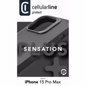 Cellularline Sensation Plus dėklas, skirtas iPhone 15 Pro Max, su antimikrobine „Microban“ danga, juodas