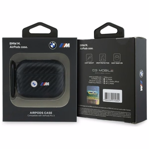 BMW Carbon Metal Logo Dėklas for AirPods Pro 3 - juodas
