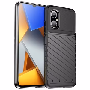 Thunder dėklas telefonui Xiaomi Poco M4 5G silikoninis šarvuotas dėklas juodas