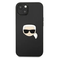 Karl Lagerfeld Odinis Ikonik Karl's Head Metalinis dėklas iPhone 13 mini - juodas