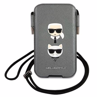 Karl Lagerfeld Saffiano Ikonik Karl&Choupette Head 6.7'' Rankinė - pilka