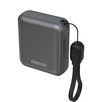 Dudao K22+ Itin kompaktiška išorinė baterija 10000mAh 22.5W USB-C su pakabuku/kabeliu - pilka