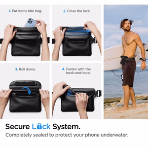 Spigen Aqua Shield A621 vandeniui atsparus juosmens krepšys + plūduriuojantis dėklas - juodas