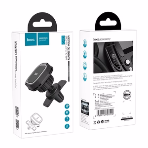 Automobilinis telefono laikiklis Hoco CA52 tvirtinamas į ventiliacijos groteles, magnetinis, juodas-pilkas
