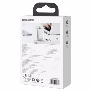 Baseus Speed Mini greitas įkroviklis, USB-C, PD, 3A, 20W (baltas)