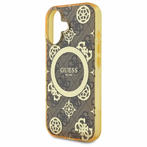 Guess IML Peony On 4G Background MagSafe iPhone 16 dėklas - rudas