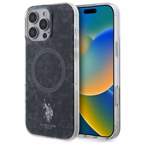 US Polo IML Ring MagSafe dėklas iPhone 16 Pro Max - juodas