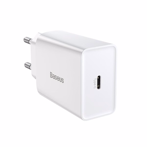 Baseus Speed Mini greitas įkroviklis, USB-C, PD, 3A, 20W (baltas)
