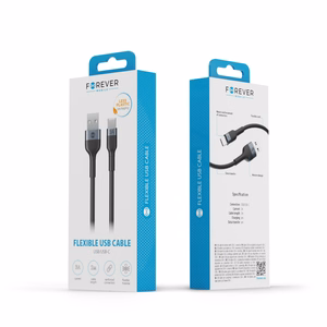Forever lankstus kabelis USB - USB-C 1,0 m 3A juodas