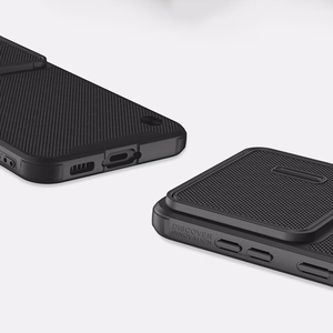 Nillkin Textured S dėklas telefonui Samsung Galaxy S23+ su kameros dangteliu juodas