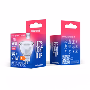 Forever Light LED Bulb G4 MR11 38° 2.2W 195lm 6000K 12V stiklas class F