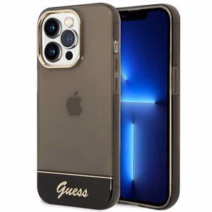 Guess GUHCP14LHGCOK iPhone 14 Pro 6.1 juodas / juodas kietasis dėklas permatomas