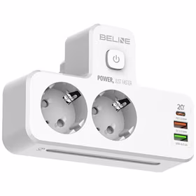 Beline maitinimo juosta su LED apšvietimu 2xUSB-A/USB-C/2xAC balta