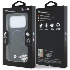 BMW M Carbon Printed Ring MagSafe dėklas, skirtas iPhone 17 Pro Max / 18 Pro Max, juodas