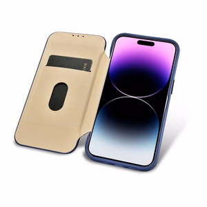 iCarer CE Premium odinis folio dėklas iPhone 14 Pro su MagSafe magnetiniu flipu - mėlynas