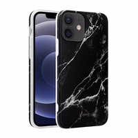 Crong Marble dėklas - iPhone 12 Mini dėklas (juodas)