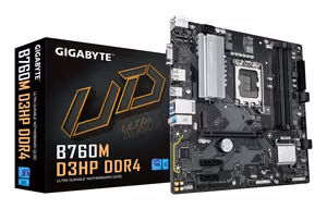 Gigabyte Intel B760 Express Micro-ATX Motherboard, LGA1700, DDR4, 4 Slots, 2xM.2, B760MD3HPDDR4