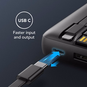 VEGER Išorinė baterija 20000 mAh su įmontuotu kabeliu Micro USB / Type C / Lightning C20 (W2047 / W2059) juoda