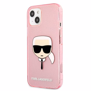 Karl Lagerfeld Glitter Karl's Head Dėklas iPhone 13 mini - rožinis