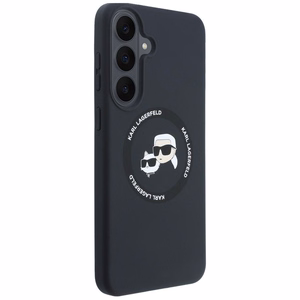 Karl Lagerfeld Silicone Karl&Choupette Heads MagSafe dėklas Samsung Galaxy S26 FE – juodas