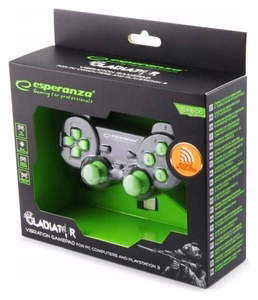 Esperanza EGG108G žaidimų valdiklis Juoda, Žalia USB 2.0 Žaidimų pultelis Analoginis / skaitmeninis PC, Playstation 3