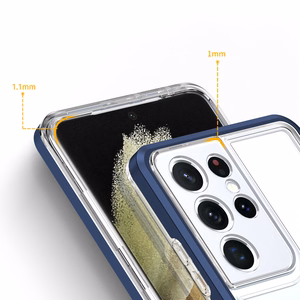 Skaidrus 3in1 dėklas Samsung Galaxy S22 Ultra rėmelio gelis mėlynas