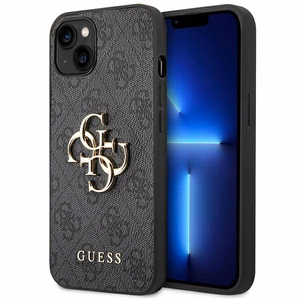 Guess 4G Big Metal Logo dėklas iPhone 14 / 15 Plus pilkas