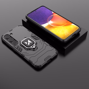Wozinsky Ring Armor dėklas telefonui Samsung Galaxy S23 šarvuotas dėklas su magnetiniu laikikliu ir žiedu juodas