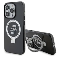 Karl Lagerfeld KLHMP13LHMRSKCK iPhone 13 Pro 6.1" juodas/juodas kietas dėklas su žiediniu stovu Karl&Choupette Magnetinis