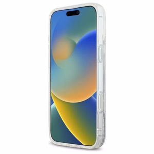 Karl Lagerfeld Skystas Blizgučiai Karl Head Magnetinis iPhone 16 Dėklas - Skaidrus