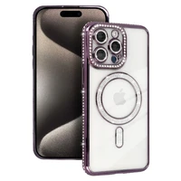 Bling Magnetinis dėklas telefonui Samsung Galaxy A17 5G violetinė