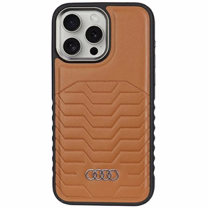 Audi Sintetinės odos dėklas telefonui su Magnetine iPhone 15 Pro Max - rudas