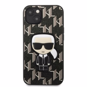 Karl Lagerfeld KLHCP13SPMNIKBK iPhone 13 mini 5.4" kietas dėklas juodas/juodas Monograma Ikonik Pleistras