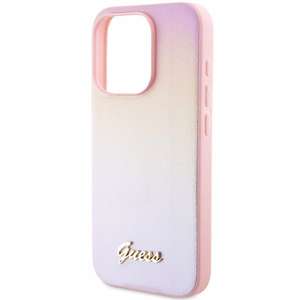 Guess GUHCP15XPSAIRSP iPhone 15 Pro Max 6.7" dėklas Saffiano Iridescent Script - rožinis