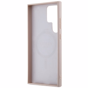 Guess 4G Collection Odinis Metalinis Logotipas Magnetinis dėklas telefonui Samsung Galaxy S24 Ultra - rožinis