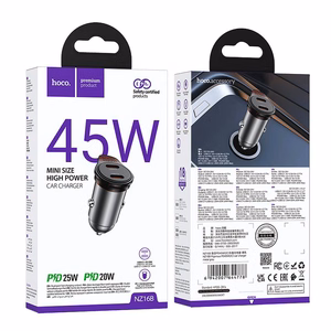 Įkroviklis automobilinis Hoco NZ16B 45W (2xUSB-C) juodas