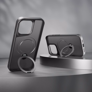 Etteri Matinis Magnetinis žiedas dėklas telefonui iPhone 12 / 12 Pro 6,1" juodas