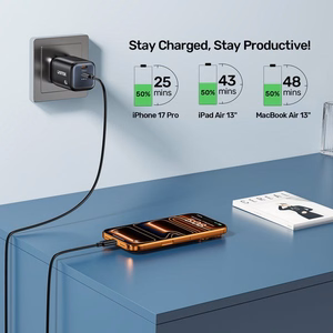 Unitek GaN tinklo įkroviklis 45W 2x USB-C PD 3.0 QC