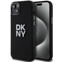 DKNY Skystas silikoninis metalinis logotipas dėklas telefonui iPhone 15/14/13 - juodas