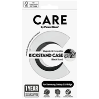 CARE by PanzerGlass Funkcinis juodas dėklas su stovu ir QI Samsung Galaxy S25 Edge - skaidrus