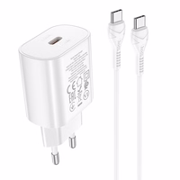 Įkroviklis Hoco N22 25W USB-C + USB-C to USB-C cable 1.0m baltas