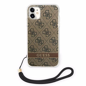 Guess GUOHCN61H4STW iPhone 11 rudas/rudas kietas dėklas 4G Print Dirželis