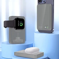 Blavec Išorinė baterija 10000mAh BJ-04 Plona 13,5mm - Type C - 22,5W magnetinė Magsafe 3 in 1 (PBBJ04-MC10G) pilka stiklas