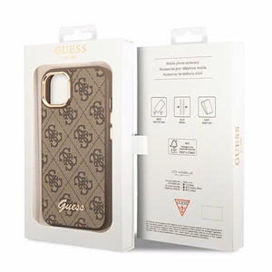 Guess GUHCP14MHG4SHW iPhone 14 Plus 6.7 "rudas/rudas kietas dėklas 4G Vintage Gold Logo