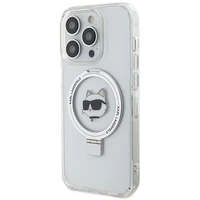 Karl Lagerfeld KLHMP15XHMRSCHH iPhone 15 Pro Max 6.7" baltas kietas dėklas su stovu Choupette Head MagSafe