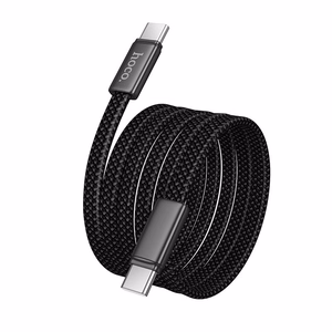 Plokščias kabelis USB C į USB C Hoco 3A 60W 1 m X125 juodas