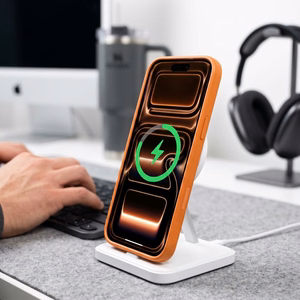 Tech-Protect MagOne CC MagSafe dėklas su 2 grūdintais stiklais, skirtas iPhone 18 Pro Max / 17 Pro Max, skaidrus oranžinis