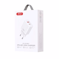XO sieninis įkroviklis CE12 PD QC 3.0 20W 1x USB 1x USB-C baltos spalvos
