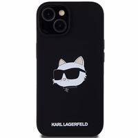 Karl Lagerfeld Silikoninis Choupette Head Magnetinis dėklas telefonui iPhone 15 Plus / 14 Plus – juodas